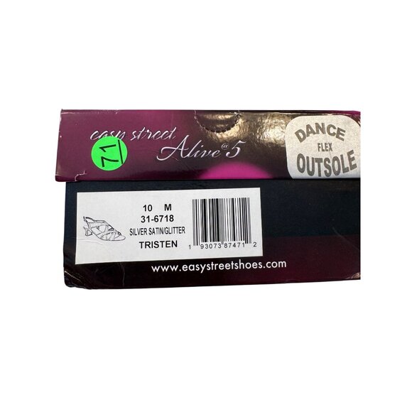 Easy Street Tristen Mesh Insert Size 10 Silver NWB Chunky Kitten Heel 2" - Picture 6 of 12